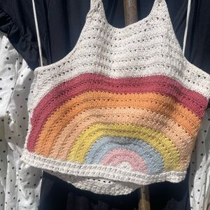 American Eagle Crochet Rainbow Halter Top